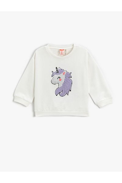 Koton Cotton Unicorn Applique Sweatshirt - Embroidered Design