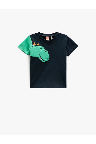 Koton Printed Navy Blue Baby T-shirt 3smb10016tk