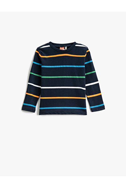 Koton Langarm-T-Shirt aus Baumwolle mit detaillierter Tasche