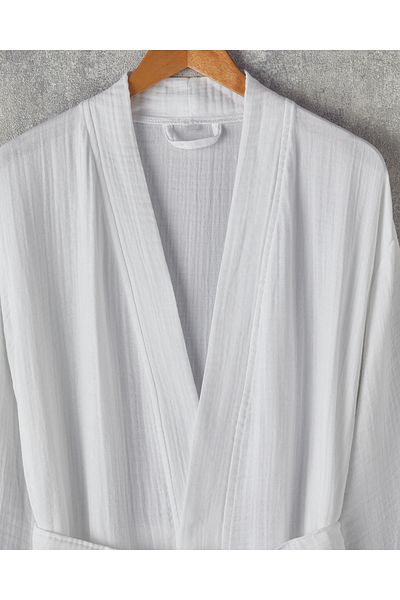 English Home Barbara Muslin - 100% Cotton White Bathrobe
