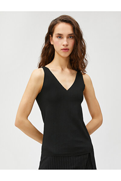 Koton V-Neck Ribbed Athlete Viscose Blend Sleeveless