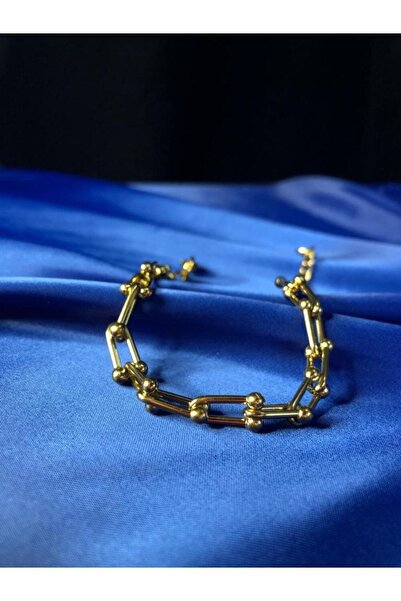Tiffanny Model Yellow Color 24 K Gold Plated Steel • Lover • Wife • Mother • Friend Bracelet
