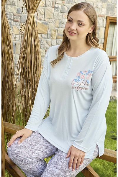 Aydoğan Plus Size Battal Long Sleeve Women's Pajamas Set