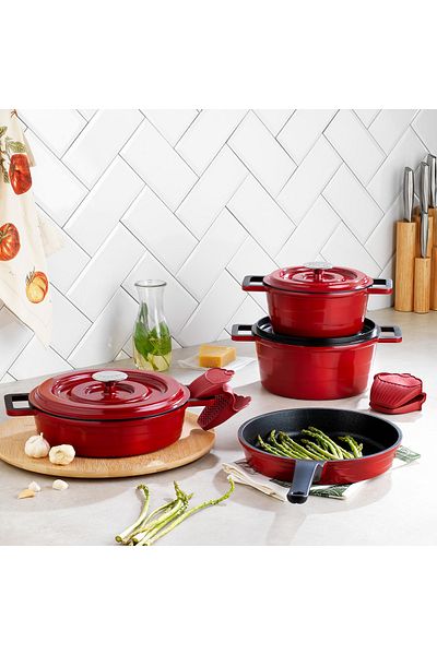 Schafer Pro Cast 7 Piece Red Cast Pot Set