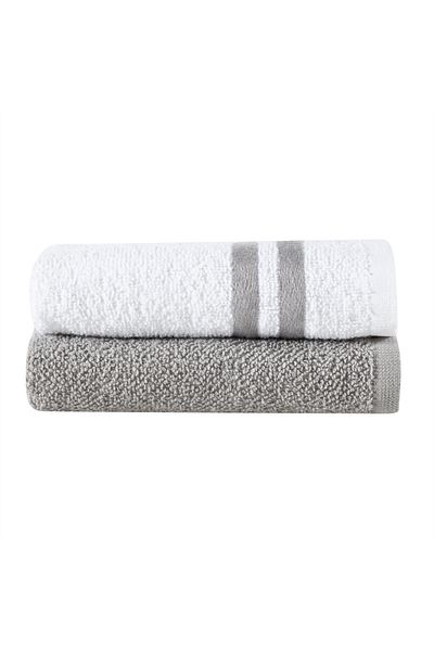 Mudo Home NAPLES Set of 2 Hand Towels - White and Gray, 30x50