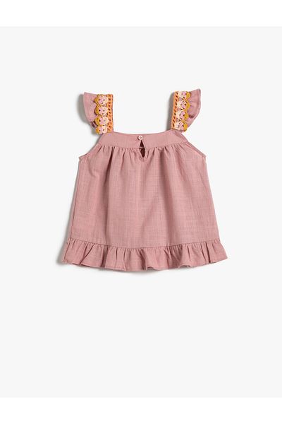 Koton Blouse Sleeveless Ruffle and Crochet Detailed Cotton