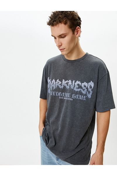 Koton Πλενόμενο T-Shirt Relax Fit Back Printed Crew Neck