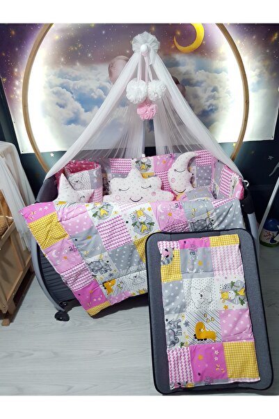 bebek_iklimi طقم نوم للأطفال مقاس 70x110 - يتضمن شبكة ناموسية فاخرة وجهاز - ح...