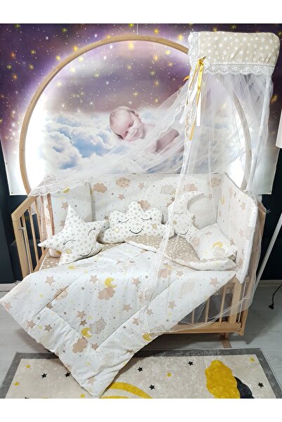 bebek_iklimi 70X130 Baby Sleeping Set - Mosquito Net and Apparatus Included - Moon Cloud Star 152-35