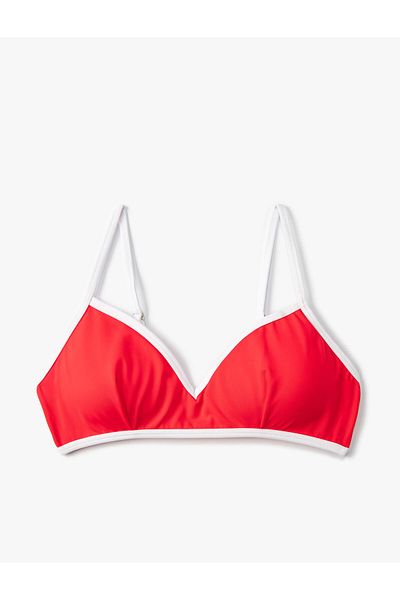 Koton Covered Triangle Bikini Top with Piping Detail