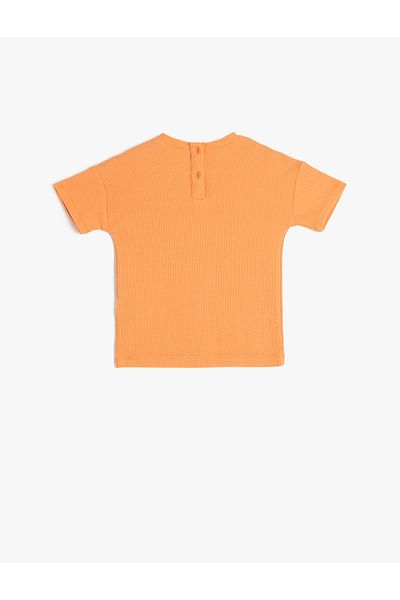 Koton T-shirt z krótkim rękawem i okrągłym dekoltem, teksturowana bawełna