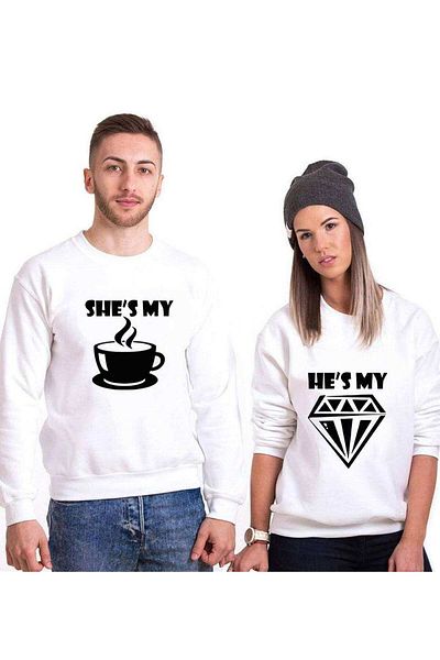 Tshirthane Coffee Diamond Lover Combos Sweatshirt Couple Combination