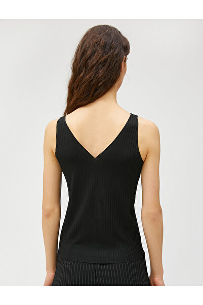 Koton V-Neck Ribbed Athlete Viscose Blend Sleeveless
