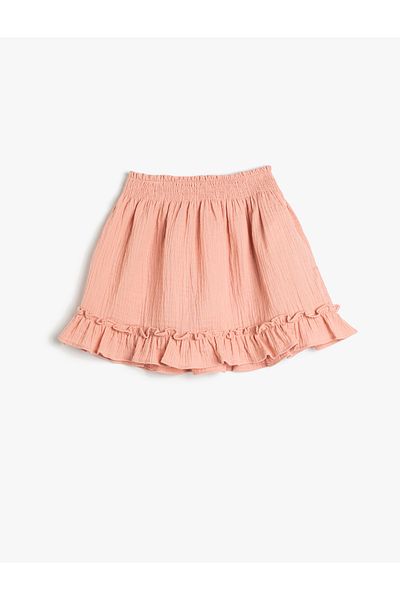 Koton Skirt Ruffled Muslin Fabric with Elastic Waist