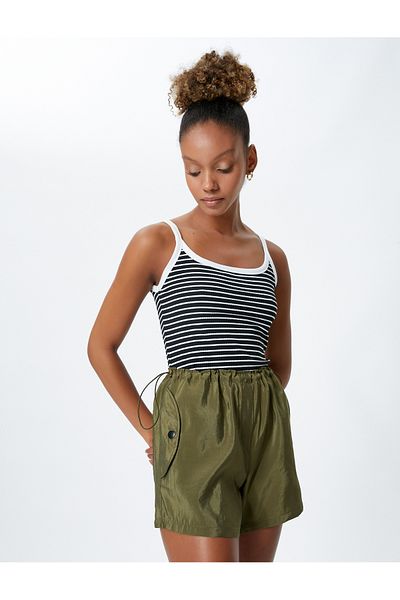 Koton Parachute Mini Shorts with Drawstring Waist, Stopper and Flap Pocket