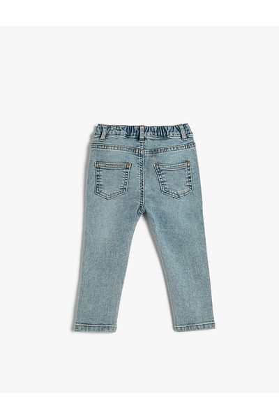 Koton Jeans Pantaloni Cu Buzunare Elastice In Talie Bumbac - Jean Drept