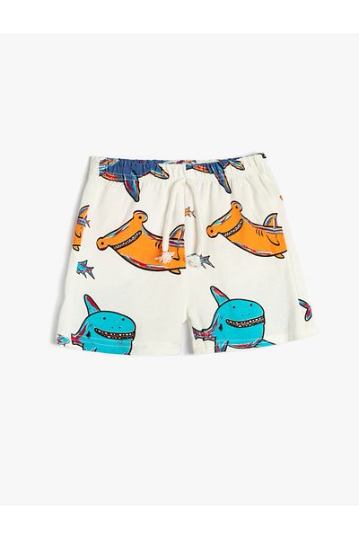 Koton Shorts Tie Waist Shark Printed Cotton