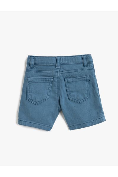 Koton Denim Shorts with Pockets, Cotton, Adjustable Elastic Waist