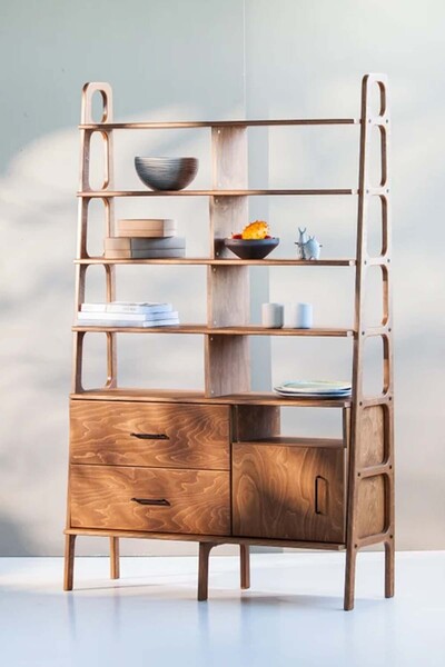 Woodesk Poyraz, Ahşap Kitaplık Ve Raf Ünitesi, 190x120, Tik Renk, Cpt4756-190