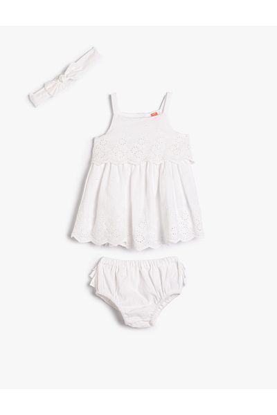 Koton Dress Set 3-Piece Cotton - Strappy Dress, Matching Panties and Headband