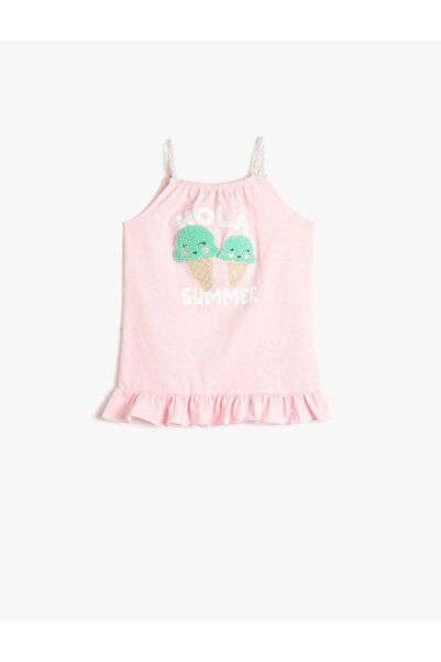 Printed Ruffle Detailed Cotton with Dress Strap