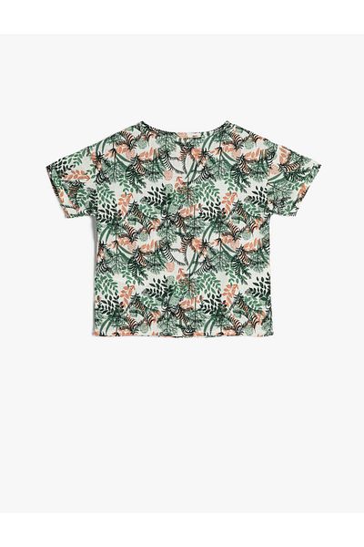 Koton Floral T-Shirt Short Sleeve Crew Neck Cotton