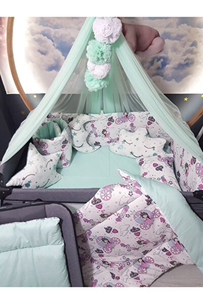 bebek_iklimi طقم نوم للأطفال مقاس 70x110 - بما في ذلك شبكة ناموسية فاخرة وجها...