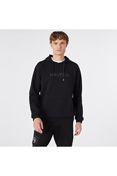Nautica Erkek Siyah Standart Fit Kapüşonlu Sweatshirt
