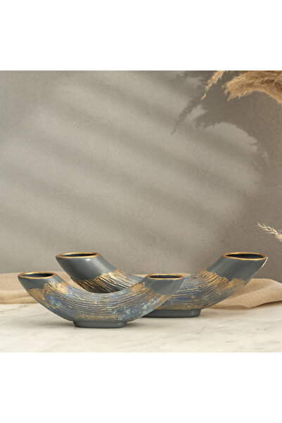 Deart İstanbul Semavi Seri Ikili Yarım Ay Vazo 36.5x4.5x6.5 Ve 27x4.5x8 Cm.