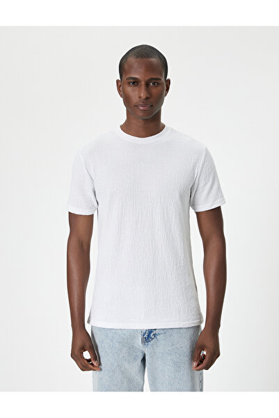 Koton Slim Fit Tişört Bisiklet Yaka Kısa Kollu Dokulu