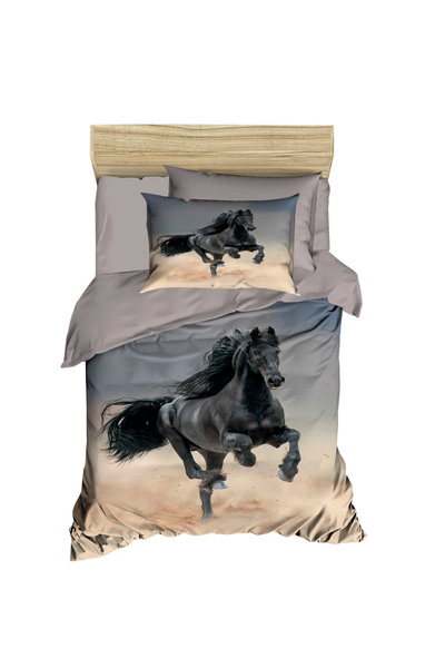 Fabeteks Black Horse Running Single Young Duvet Cover Set