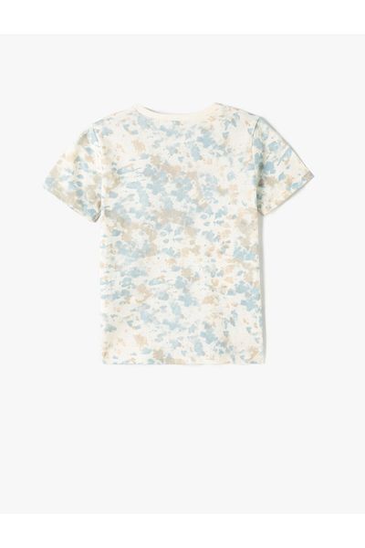 Koton Tricou cu model Tie-Dye, cu slogan, cu mânecă scurtă, cu decolteu, bumbac
