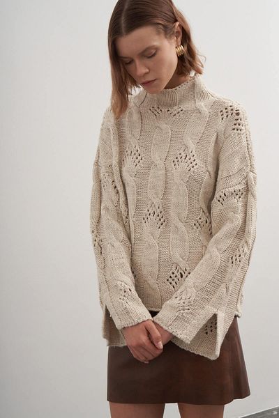 PARKhande Hair Braided Self-Collared Sweater