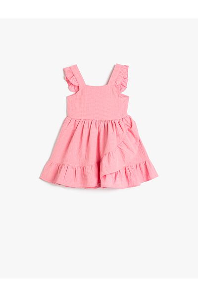 Koton Square Neck Ruffle Strappy Dress - Layered Design