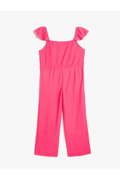 Koton Strukturierter Sling-Jumpsuit – volle Länge, weites Bein und Rüschendetail