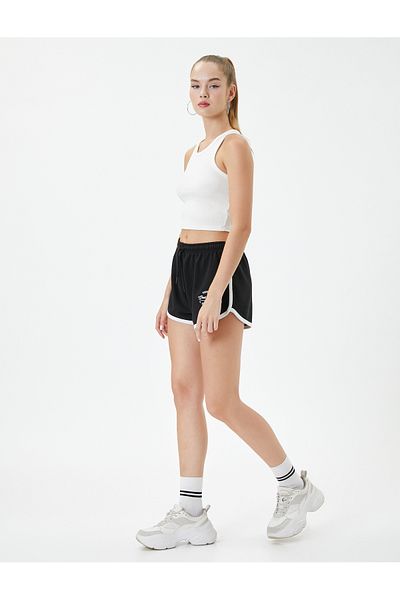 Koton Sports Shorts Extra Mini College Themed Printed Tie Waist