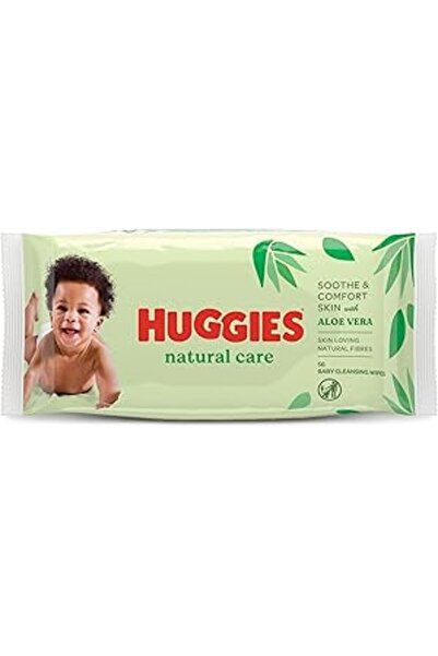 Huggies مناديل طبيعية للأطفال، مناديل الصبار، عبوة واحدة × 56 منديل