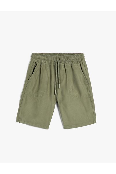 Koton Rayon Fabric Shorts - with Waist Tie and Pockets