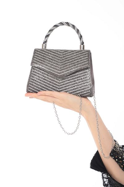 womenacs Πορτοκαλί Χρώμα Πλήρης Πέτρινη Αλυσίδα Stylish New Season Γυναικείο βραδινό φόρεμα Portfolio Wedding Clutch Bag