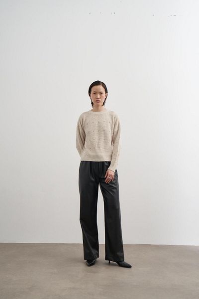 PARKhande Ecru Thessaloniki Braided Stone Detailed Sweater