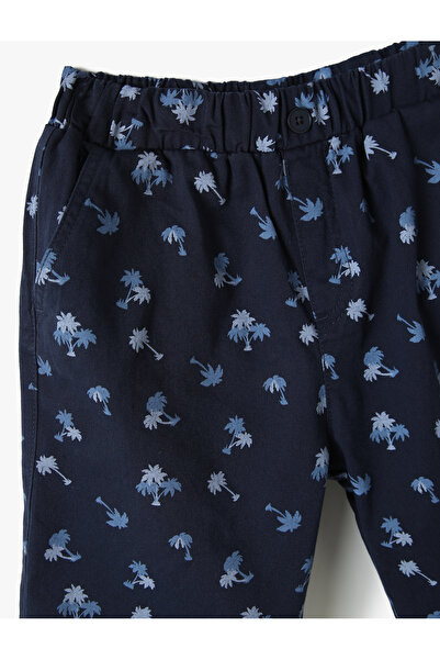 Koton Chino Şort Cepli Palmiye Baskılı Pamuklu