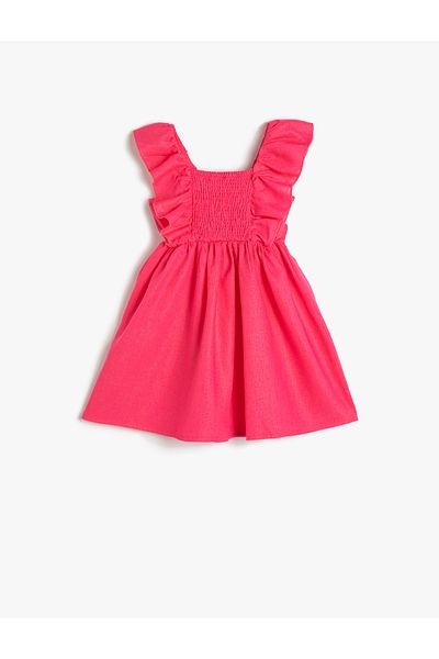 Koton Φόρεμα λινό Blend Ruffled Gipe Λεπτομερή αμάνικο