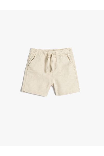 Koton Linen Shorts with Tie Waist and Pocket
