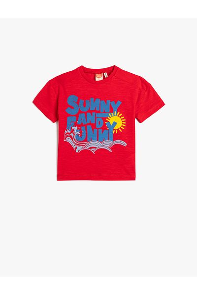 Koton Tricou imprimat cu mânecă scurtă cu decolteu ras din bumbac