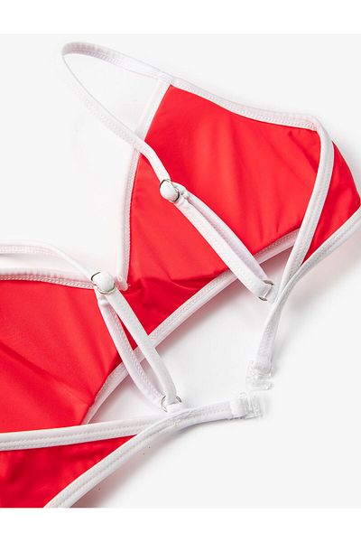 Koton Covered Triangle Bikini Top with Piping Detail