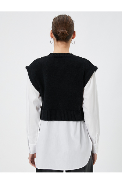 Koton Tricotaj Pulover Tunică detaliată țesătură Dubla mânecă lungă Decolteu Rotund