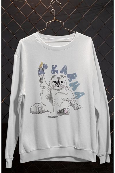Fuddy Moda Φούτερ χωρίς κουκούλα με μοτίβο γάτας Taylor Swift Unisex