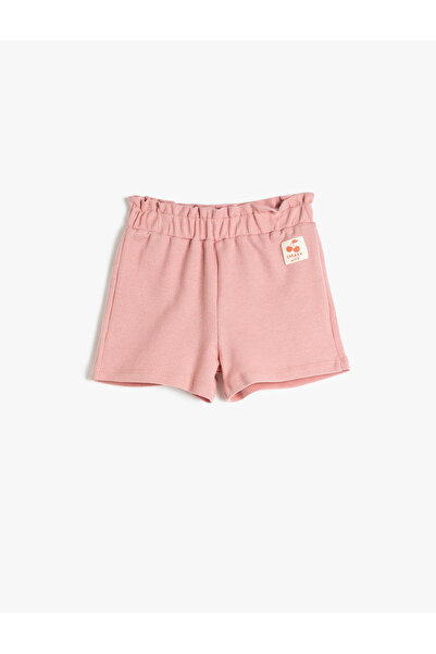 Koton Şort Beli Lastikli Dokulu Etiket Detaylı Pamuklu
