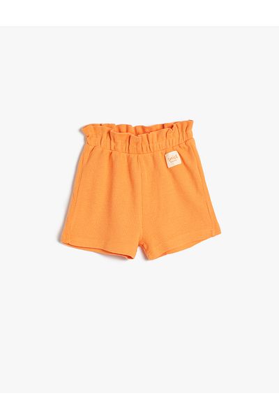 Koton Cotton Shorts with Elastic Waist Textured Label Detail