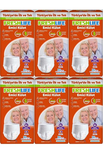 Freshlife Extra Large XL Absorbent Panty Diapers - 180 Pieces (6Pk*30)